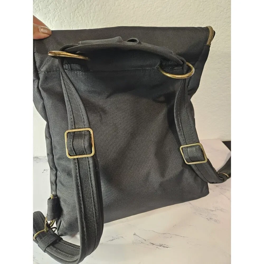 New! Travelon RFID Convertible Backpack Foldover Black 13